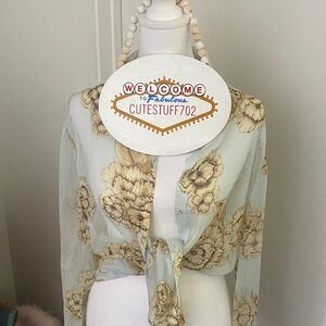 ZARA Floral Sheer Blouse NWT